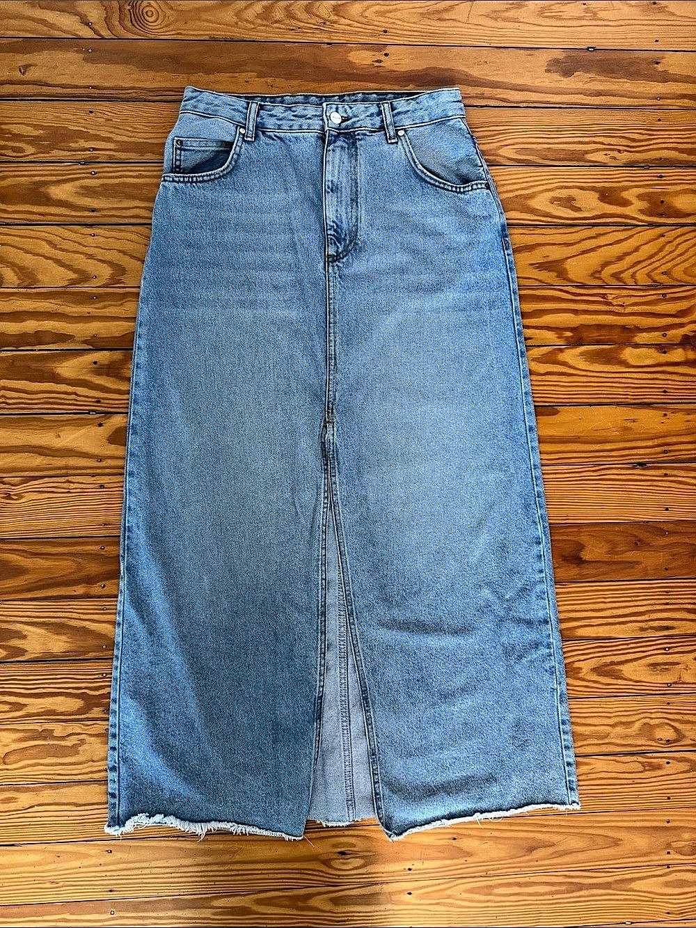 Pilcro The Madi Front-Slit Denim Skirt Blue US 10 - Picture 2 of 7